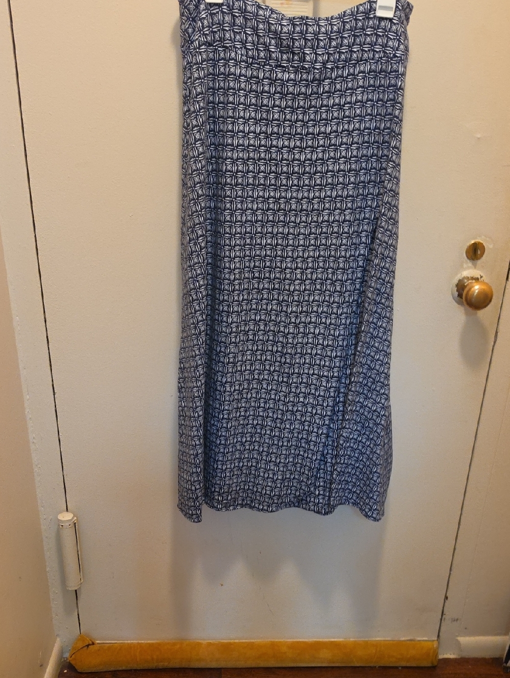 Talbots Navy and White Printed Maxi Skirt